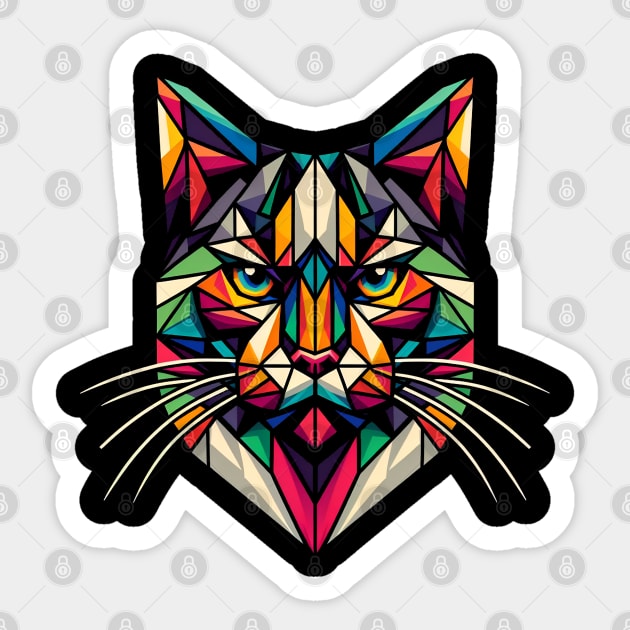 A Geometric Colorful Cat design Sticker by MakerMind8.2